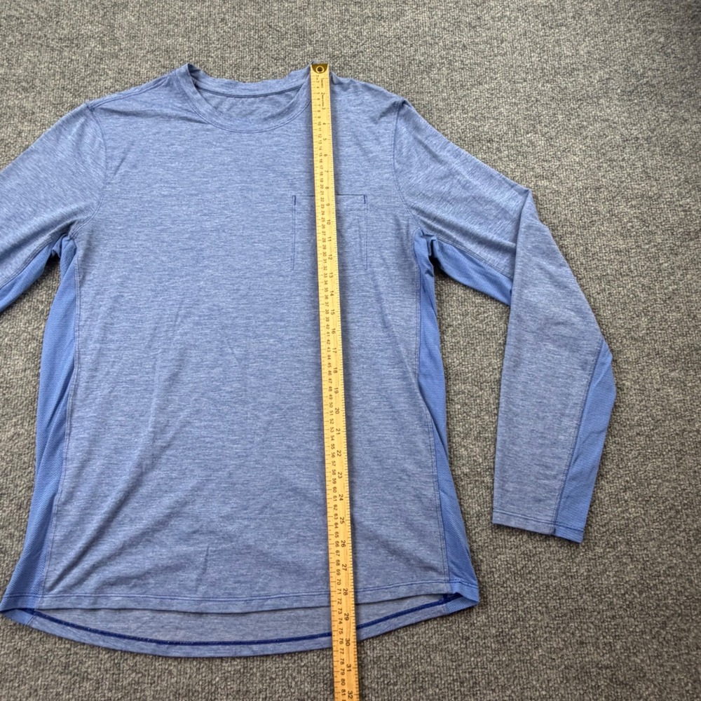 Lululemon Mens Metal Vent Tech Long Sleeve Shirt Blue Heather Chest Pocket L - Picture 3 of 8